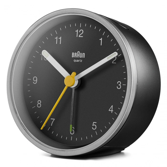 BRAUN BC12SB GÜMÜŞ-SİYAH KLASİK ANALOG ALARMLI MASA SAATİ