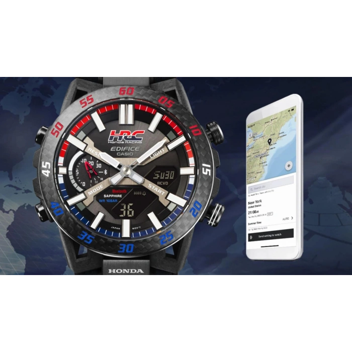 Casio Edifice Serisi ECB-2000HR-1ADR Honda Racing Özel Üretim Güneş Enerjili Bluetooth Bağlantılı Yeni Erkek Kol Saati
