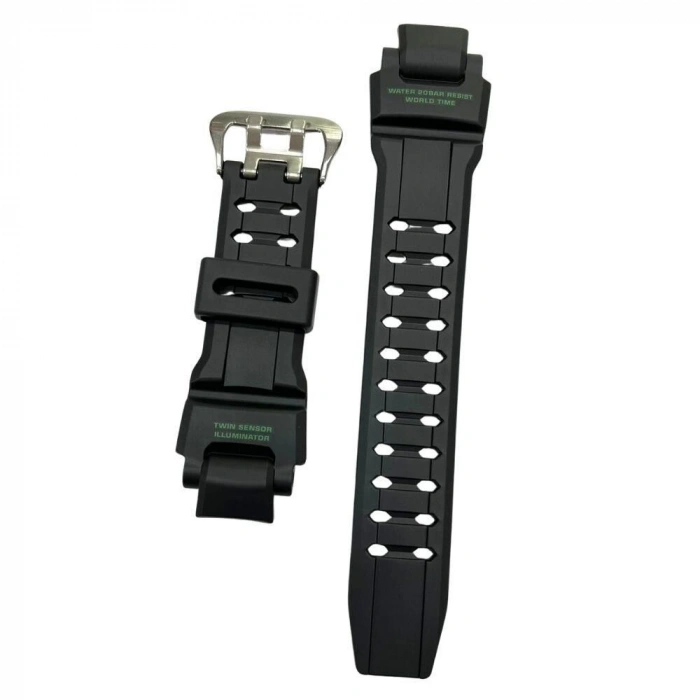 Casio G-Shock GA-1100 GA-1000 Siyah Orijinal Silikon Saat Kordonu - Yeşil Yazılı