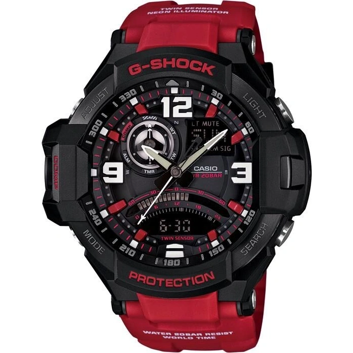 Casio GA-1000-4B Orijinal Bordo Renk Silikon Saat Kordonu
