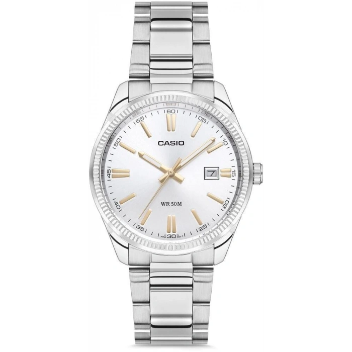 Casio MTP-1302D-7A2VDF Tırtıklı Bezel Gümüş Çelik Altın Detaylı Erkek Kol Saati