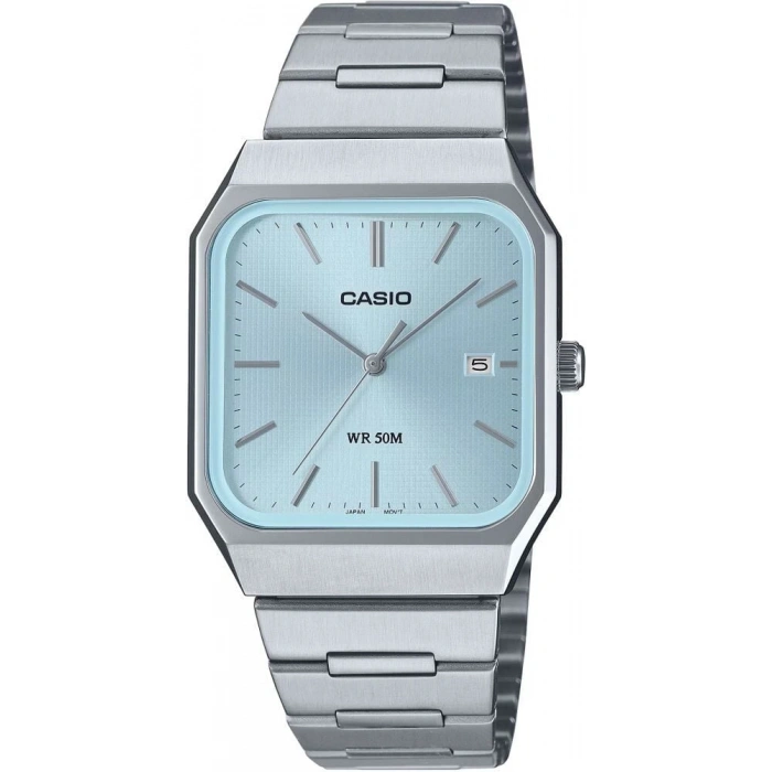 Casio MTP-B185D-2A2VDF Buz Mavisi Kadranlı Köşeli Çelik Erkek Kol Saati
