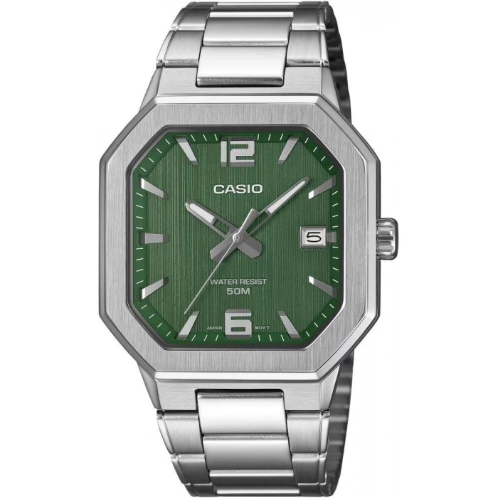 Casio MTP-B195D-3AVDF Sekizgen Bezel Dokulu Yeşil Kadran Çelik Erkek Kol Saati