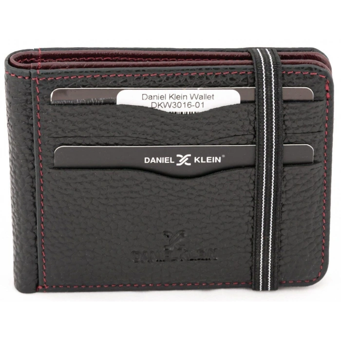 Daniel Klein DKW3016-01 Hakiki Deri Siyah Erkek Cüzdan Kartvizitlik