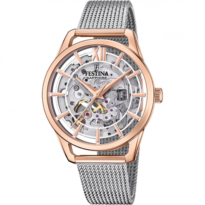 FESTINA F20628/1 AUTOMATIC SKELETON SAPPHIRE KADIN KOL SAATİ