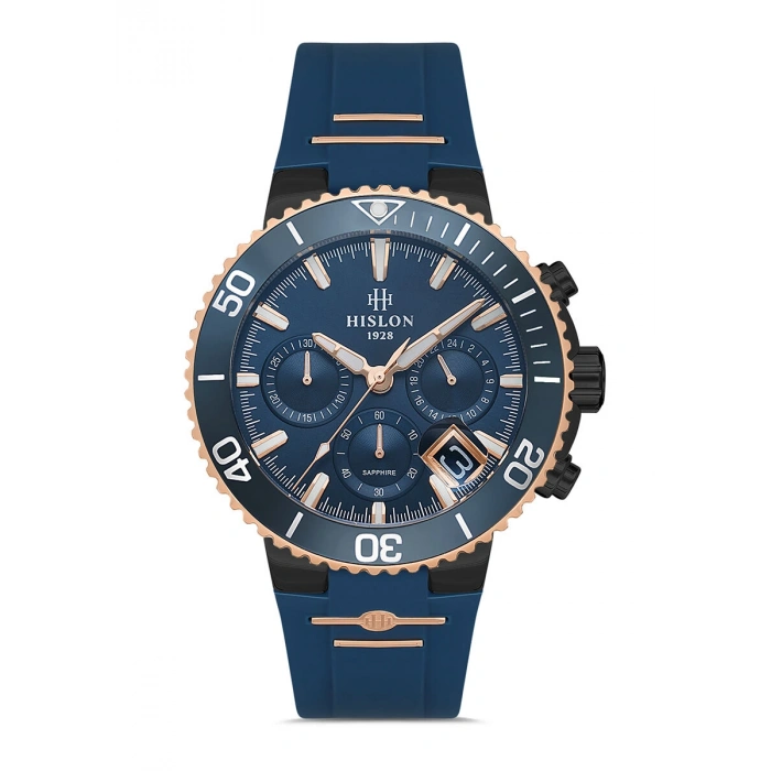 Hislon MS147T-11MR Masterwork Collection Rose Gold & Lacivert Silikon Erkek Kol Saati