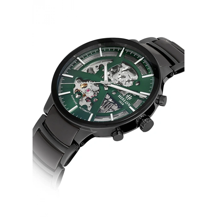 Hislon SD110N-16SS Solid Collection Yeşil Detaylı Seramik & Çelik Otomatik Erkek Kol Saati
