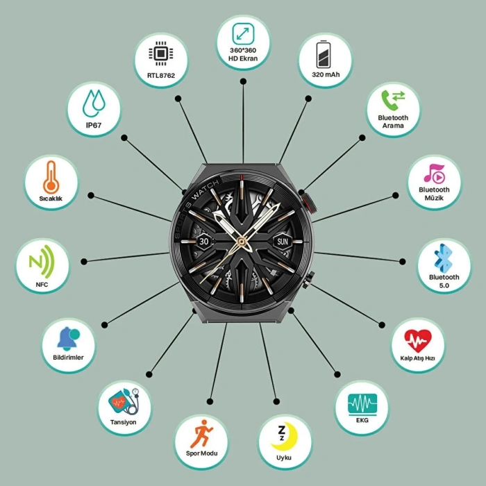I-Chrono Round Mate CH010065.S33 Akıllı Saat