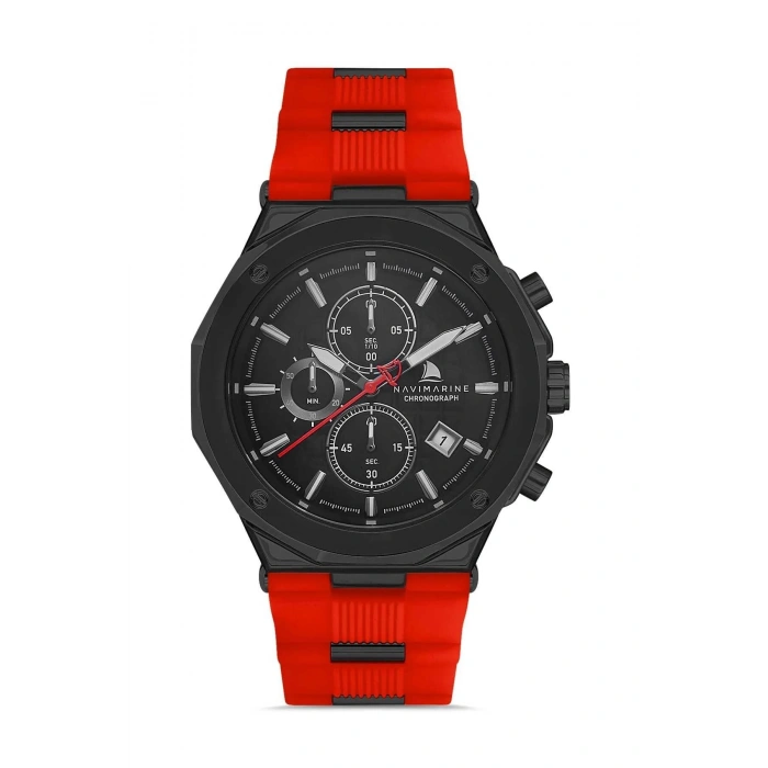 Navimarine HH03 Chronograph Silikon Kırmızı Erkek Kol Saati