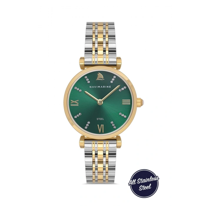 Navimarine NM001203-3 Two-Tone Zümrüt Yeşili Çelik Kadın Kol Saati