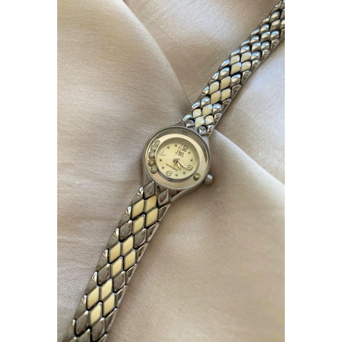 Q&Q Özel Yılan Tasarım Çelik Kordon Küçük Vintage Kadın Kol Saati