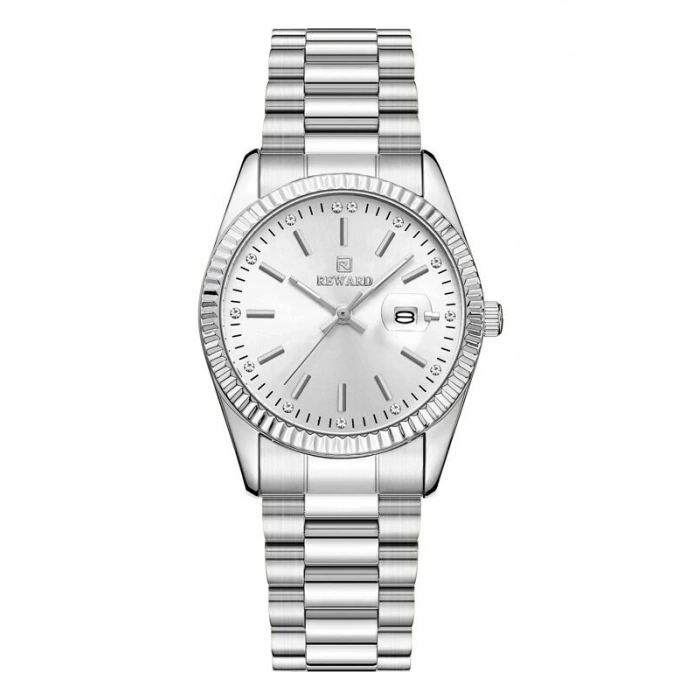 Reward RWA142811 Beyaz Kadran Tırtıklı Bezel Çelik Kadın Kol Saati