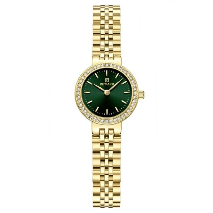 Reward RWA145727 Yeşil Kadran Taşlı Bezel Küçük Kasa Altın Kadın Kol Saati