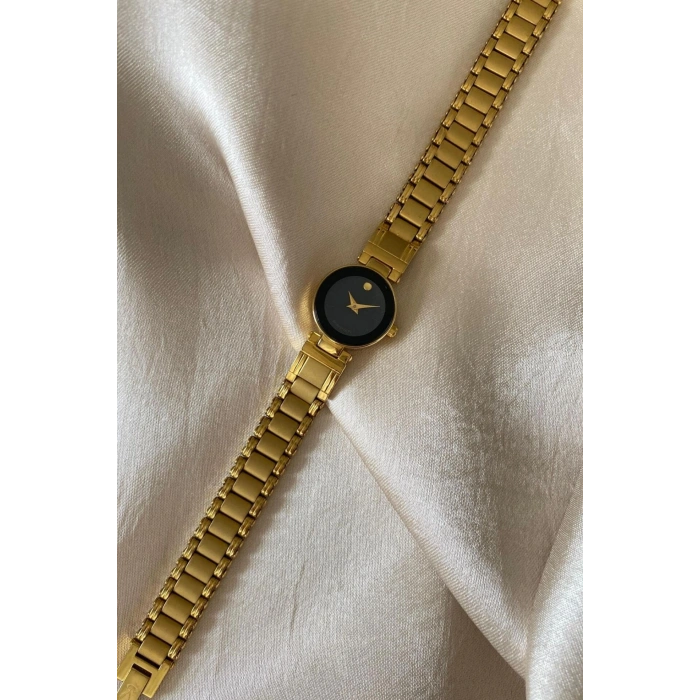 Romanson Altın Sarı Kaplama Halkalı Paslanmaz Çelik Özel Tasarım Kordon Küçük Vintage Kadın Kol Saati