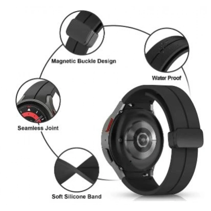 Samsung Galaxy Watch 4/5/6 Serisi Yeni Manyetik Klipsli Silikon Saat Kordonu