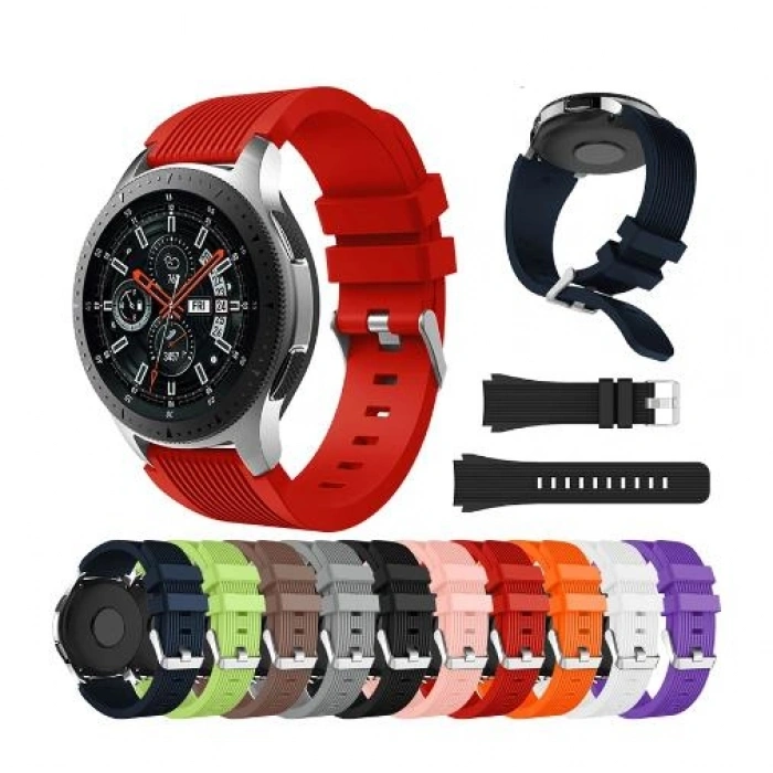 Samsung Gear S3 46mm Frontier Klasik Uyumlu Silikon Saat Kordon Kayış