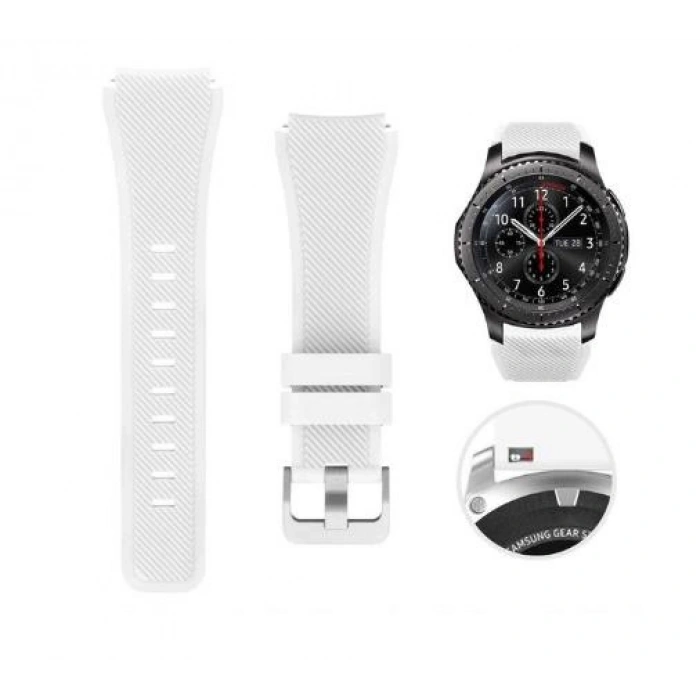 Samsung Gear S3 46mm Frontier Klasik Uyumlu Silikon Saat Kordon Kayış