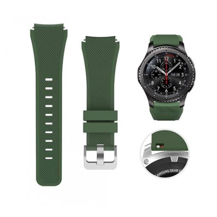 Samsung Gear S3 46mm Frontier Klasik Uyumlu Silikon Saat Kordon Kayış