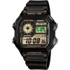 Casio AE-1200WH-1BVDF Casio Royale Dünya Saatli Siyah Silikon Kordon Dijital Erkek Kol Saati