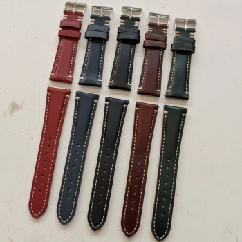 22 mm Yağlı Deri Beyaz Dikişli Akıllı Pimli Hakiki Deri Saat Kordonu