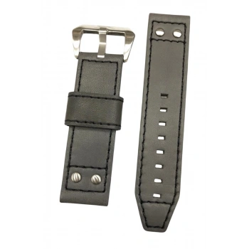 24 mm Gri Renk Perçinli Slazenger Orijinal Hakiki Deri Saat Kordonu