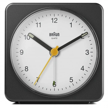 BRAUN BC03BW SİYAH-BEYAZ KLASİK SEYAHAT ANALOG ALARMLI MASA SAATİ
