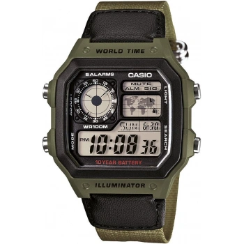 Casio AE-1200WHB-3BVDF Casio Royale Askeri Yeşil Bez Kordon Dijital Erkek Kol Saati