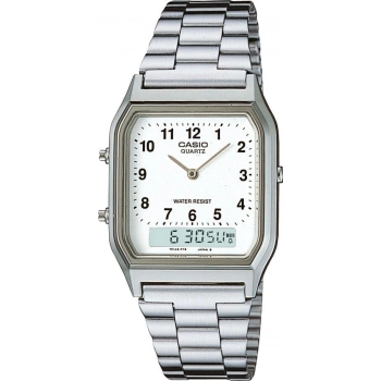 Casio AQ-230A-7BMQ Beyaz Kadran Retro Ana-Digi Unisex Çelik Kol Saati