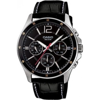 Casio MTP-1374L-1AVDF Siyah Kadran Deri Kordon Çok Fonksiyonlu Erkek Kol Saati