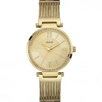 Guess GUW0638L2 Sarı Renk Taşlı Hasır Çelik Kadın Kol Saati