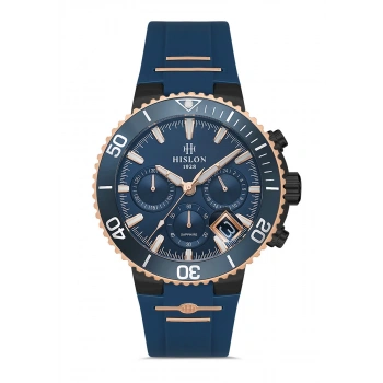 Hislon MS147T-11MR Masterwork Collection Rose Gold & Lacivert Silikon Erkek Kol Saati