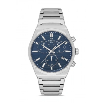 Hislon MS223S-11SS Masterwork Collection Safir Camlı Lacivert Kadran Çelik Erkek Kol Saati