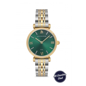 Navimarine NM001203-3 Two-Tone Zümrüt Yeşili Çelik Kadın Kol Saati