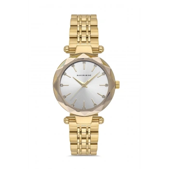 Navimarine NM206-02 Diamond-Cut Bezel Gold Tonlu Kadın Kol Saati