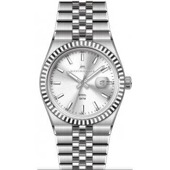 Navimarine NT0026-1 Beyaz Kadran Tırtıklı Bezel Çelik Erkek Kol Saati