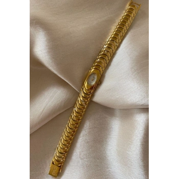 Q&Q Superior Altın Sarı Kaplama Paslanmaz Çelik Özel Tasarım Kordon Küçük Vintage Kadın Kol Saati