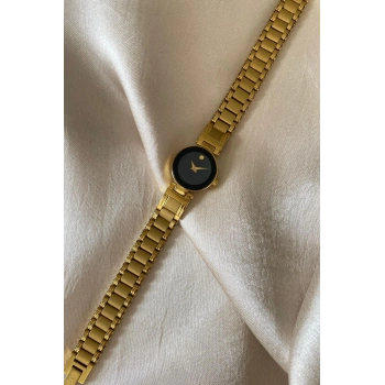 Romanson Altın Sarı Kaplama Halkalı Paslanmaz Çelik Özel Tasarım Kordon Küçük Vintage Kadın Kol Saati