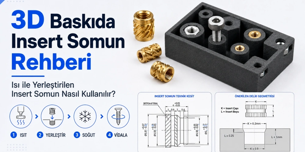 3D Baskıda Isı ile Yerleştirilen Insert Somun Nasıl Kullanılır?