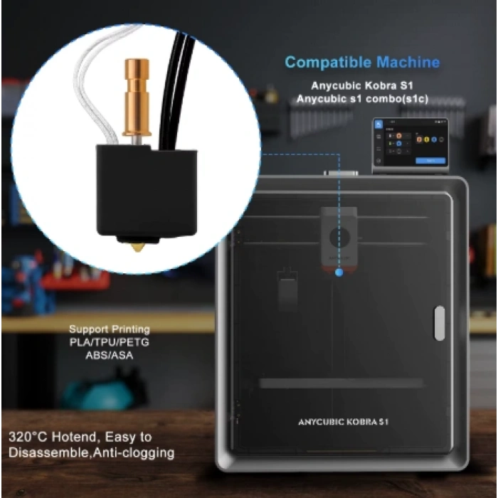 Anycubic Kobra S1 Hotend Kiti - 0.2mm - Sertleştirilmiş Çelik - Klon