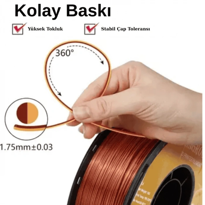 Kingroon Çift Renk Altın - Bakır PLA Silk Filament 1.75 mm 1000gr