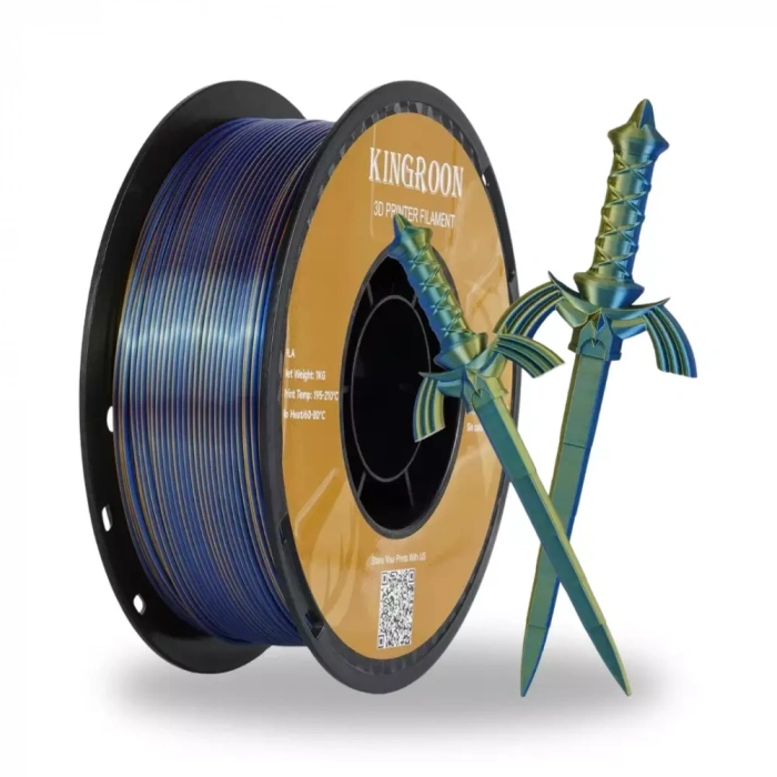 Kingroon Çift Renk Altın - Mavi PLA Silk Filament 1.75 mm 1000gr