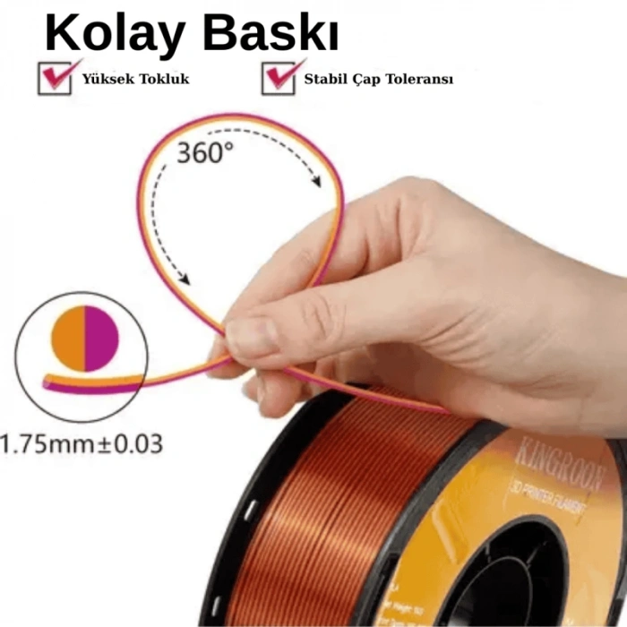 Kingroon Çift Renk Altın - Mor PLA Silk Filament 1.75 mm 1000gr