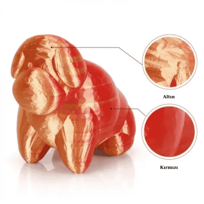 Kingroon Çift Renk Kırmızı - Altın PLA Silk Filament 1.75 mm 1000gr