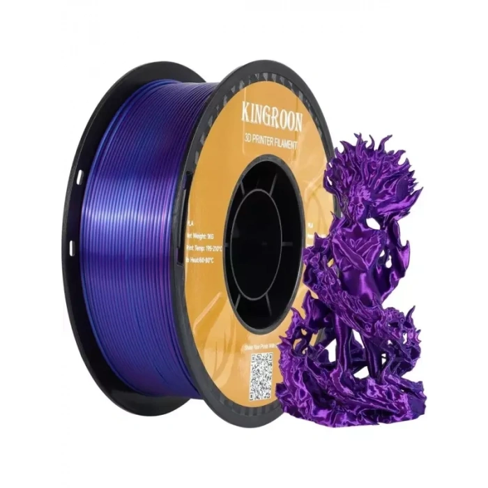 Kingroon Çift Renk Mavi - Kırmızı&Mor PLA Silk Filament 1.75 mm 1000gr