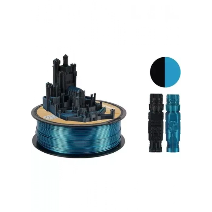 Kingroon Çift Renk Siyah - Mavi PLA Silk Filament 1.75 mm 1000gr