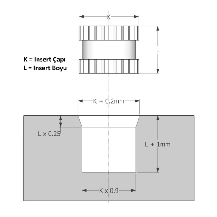 M2x3 Pirinç Insert - 10 Adet