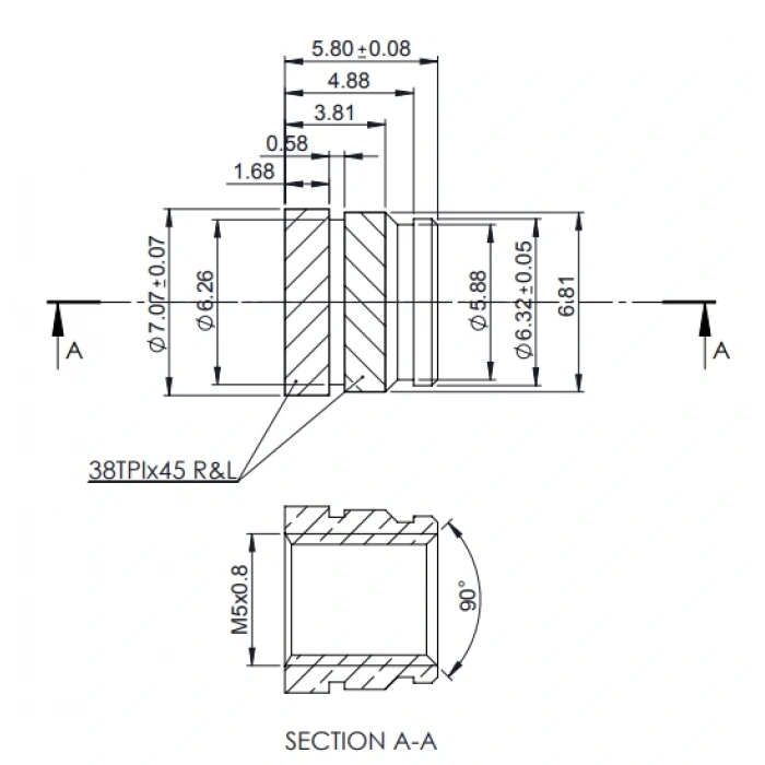 M5x5.8 Pirinç Insert - 10 Adet