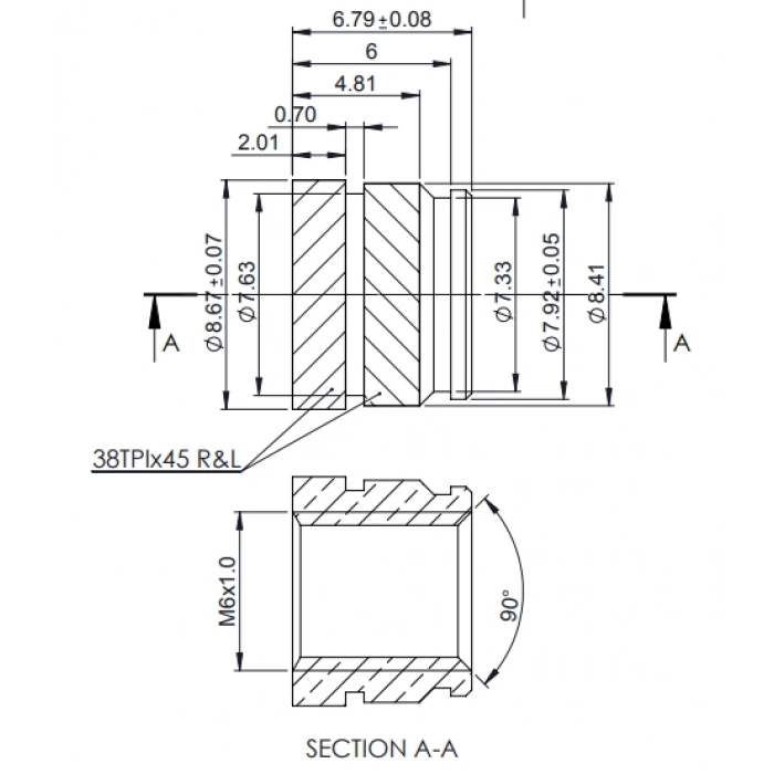 M6x6.8 Pirinç Insert - 10 Adet