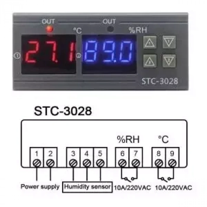 STC-3028 Dijital Sıcaklık Nem Ölçer Termostat AC110-220V 10A