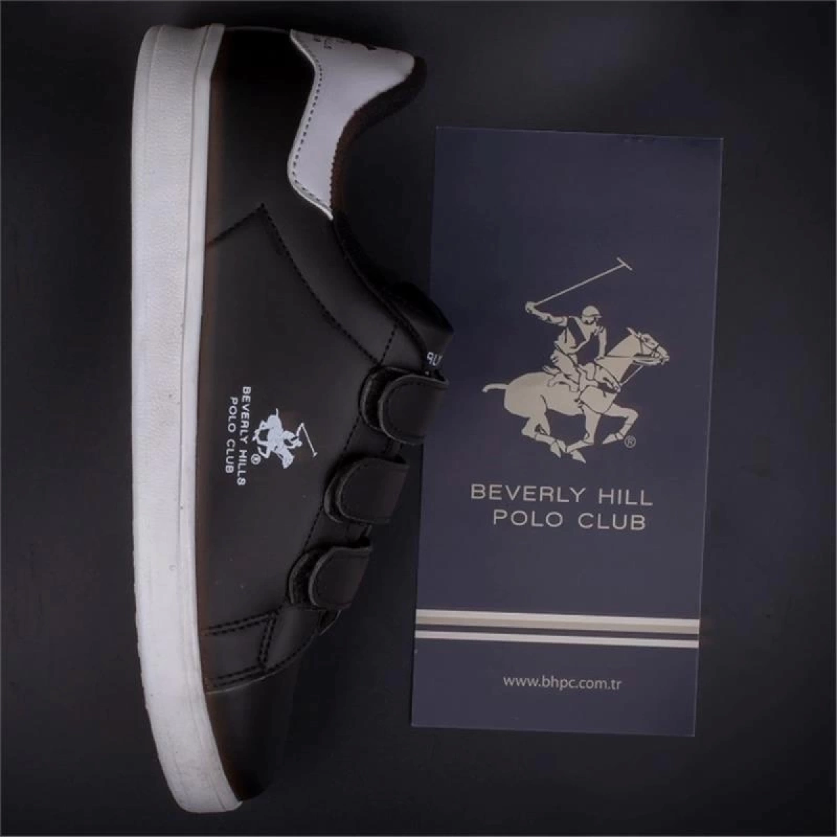 Polo Club Erkek Cırtlı Sneaker Siyah-Beyaz